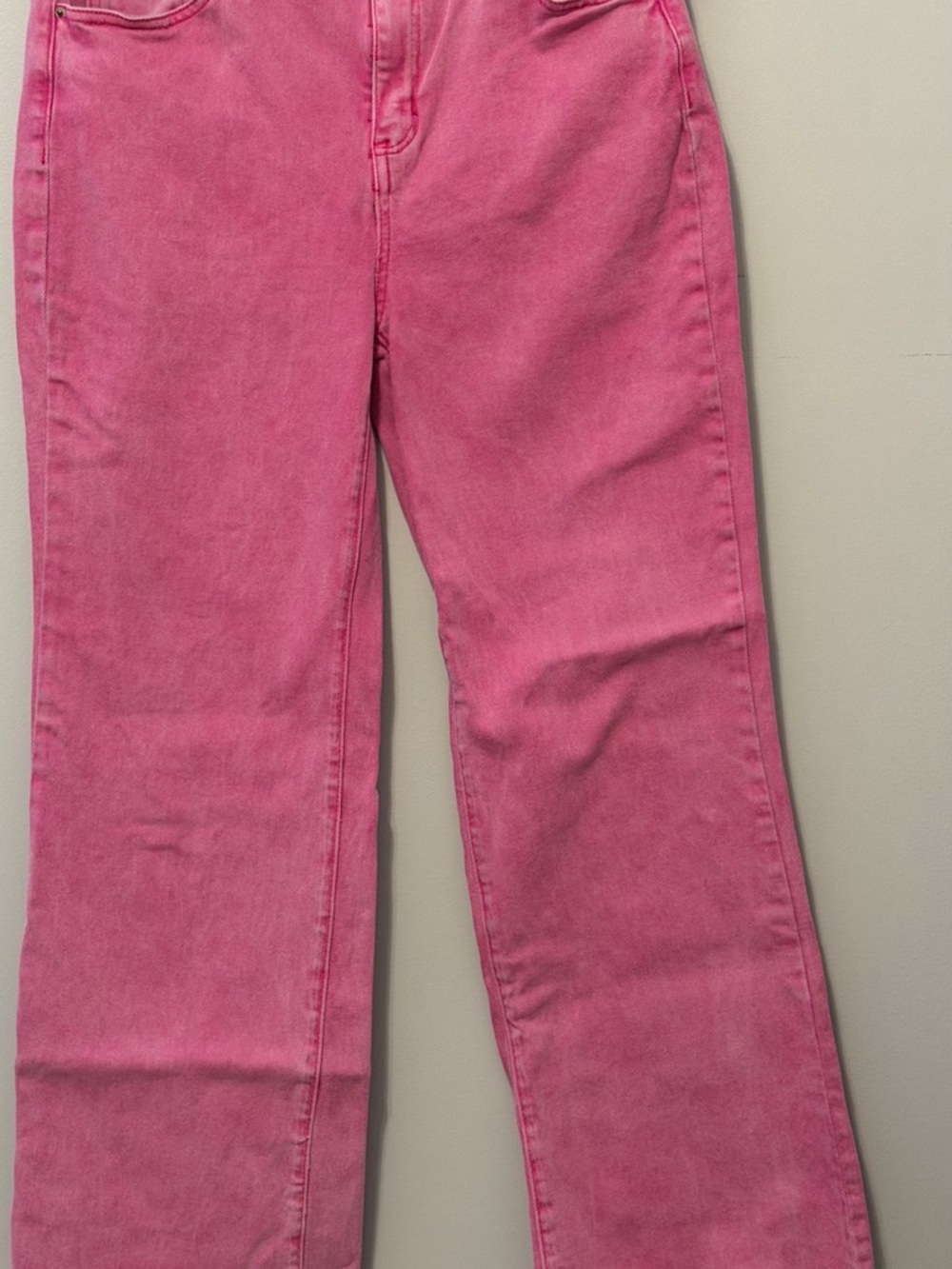 Zenana Pink Bootcut Jeans XL Raw Hem Stretch Denim Trendy Bright Wash - Picture 2 of 10